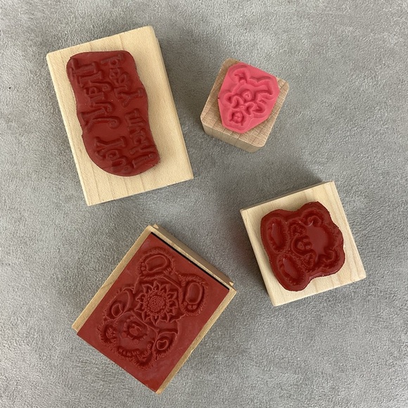 Vintage teddy bears rubber stamps + buttons & crafting embellishments - Picture 6 of 7